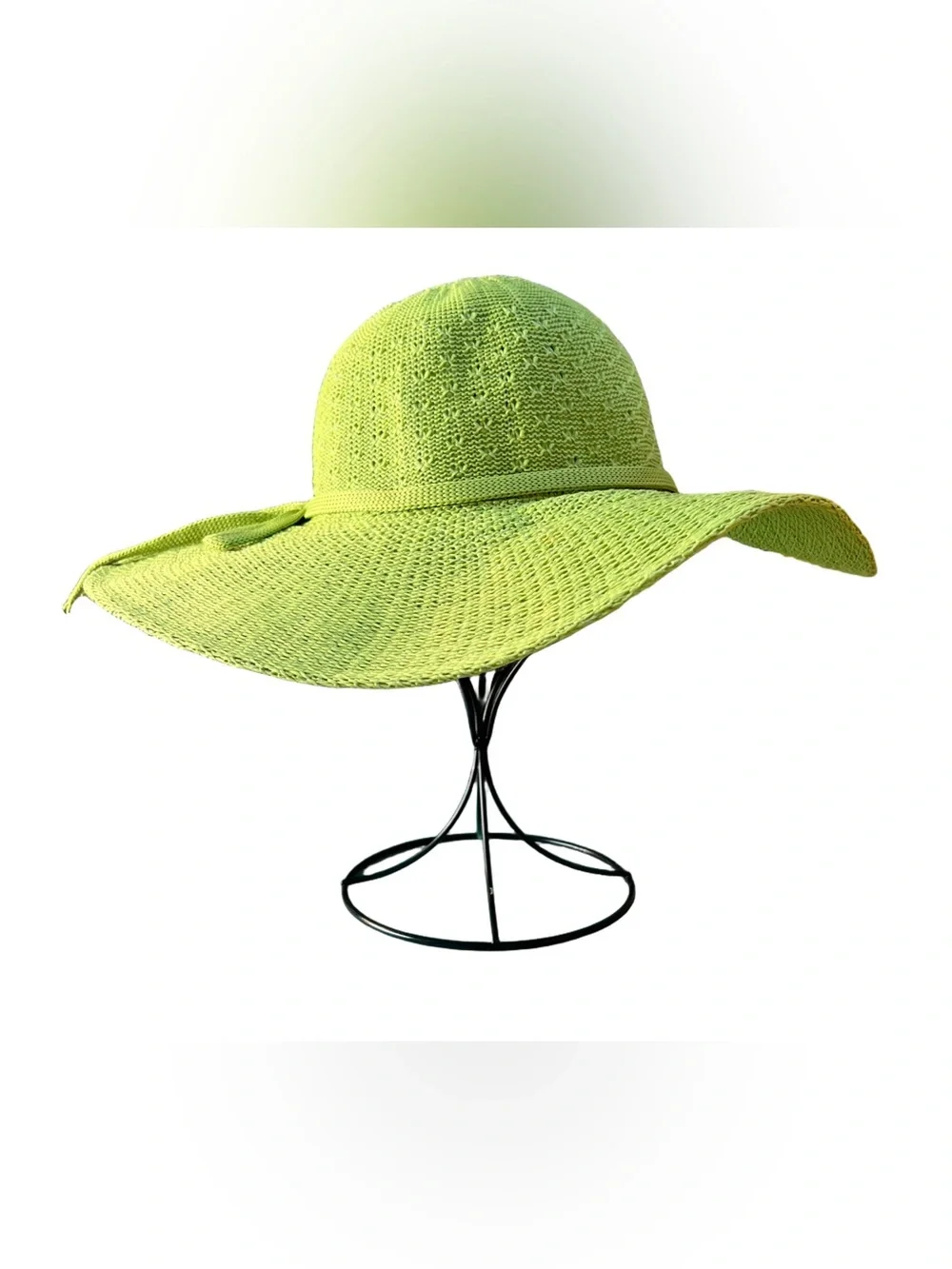Vintage Lime Green Wide Brim Sunhat